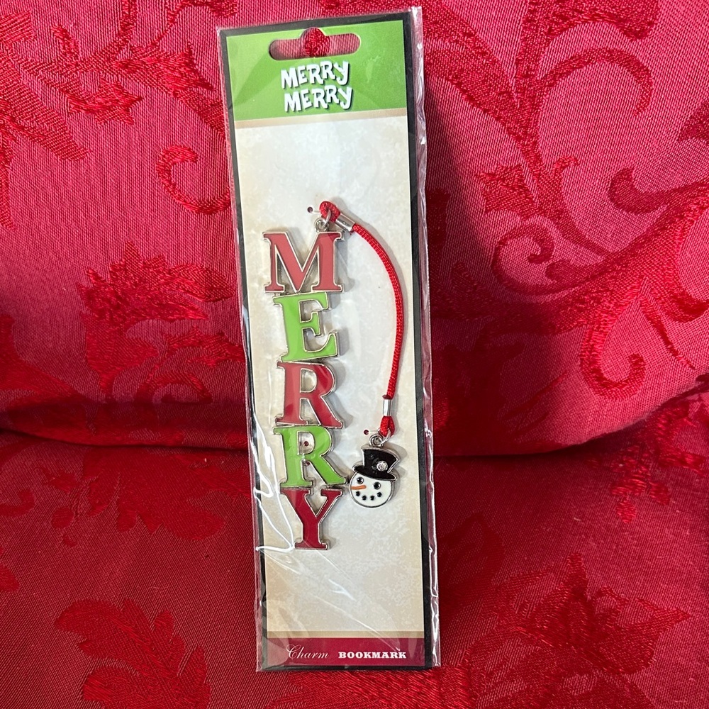 Merry Merry Snowman Charm Bookmark